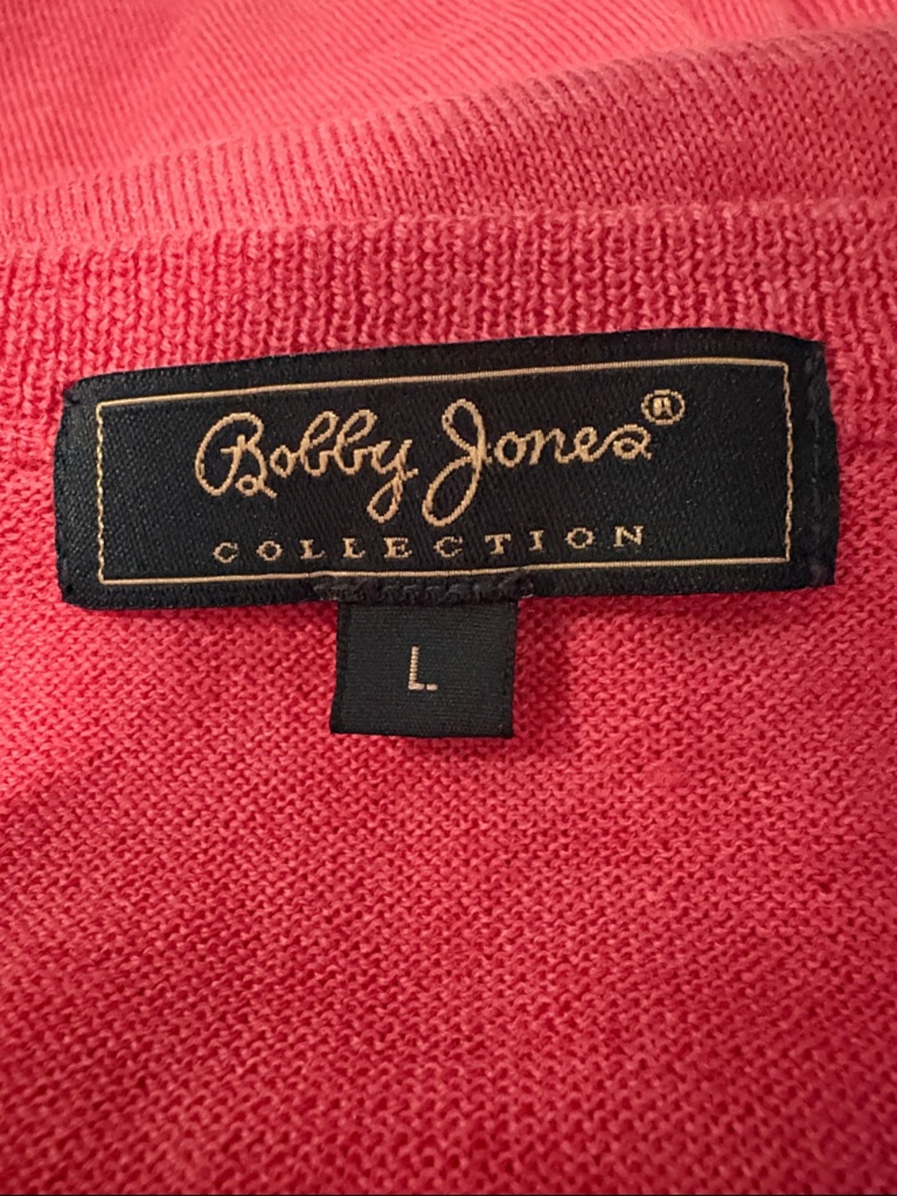 Bobby Jones Men’s V-Neck Sweater L Coral Red 100% Extra Fine Merino Wool NWOT - Picture 3 of 8